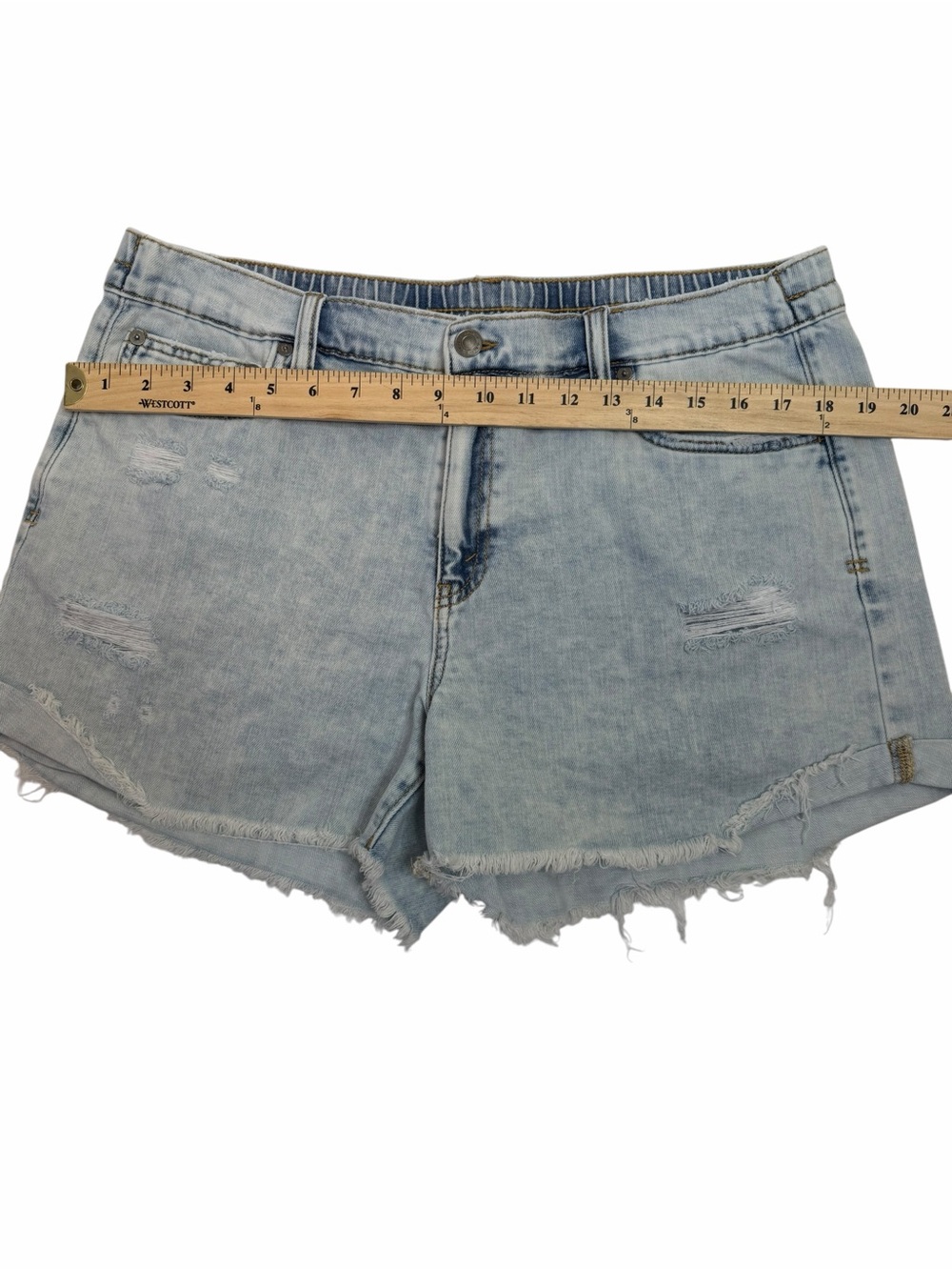 Aerie Daydream Denim Shorts Distressed Frayed Hem Light Wash Size Large - Picture 5 of 5